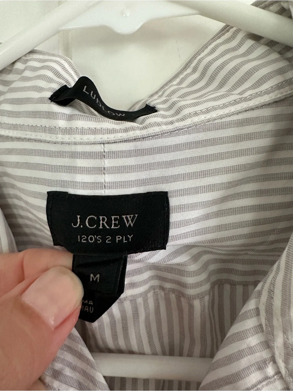 J. Crew Men's Gray and White Pinstripe Button Down Shirt